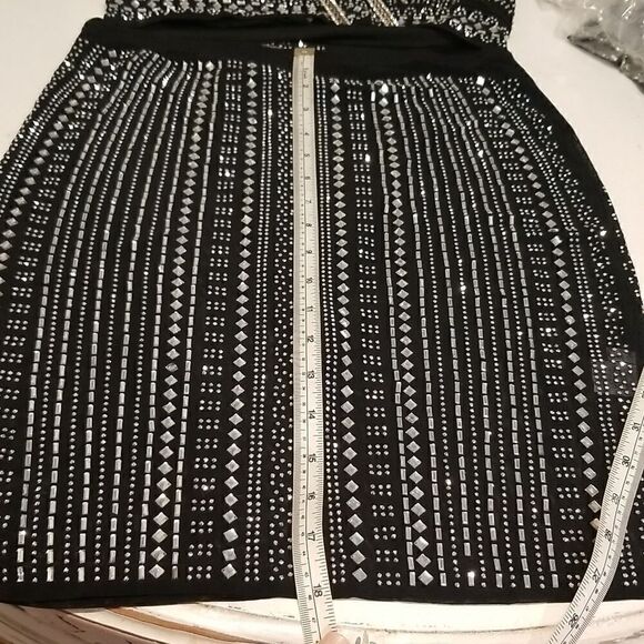 Rhinestones Jewel Elegant SpandexPartially linedCrystal embellished two P - Picture 11 of 15